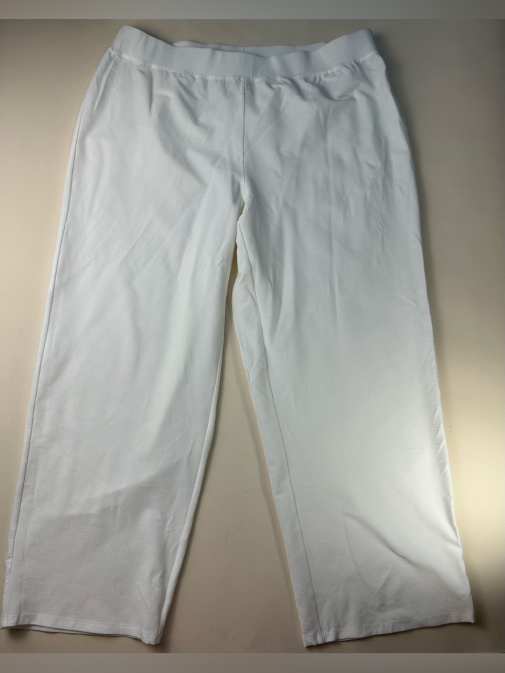 Eileen Fisher White Cropped Wide-Leg Pants 70% viscose size L - Picture 2 of 10